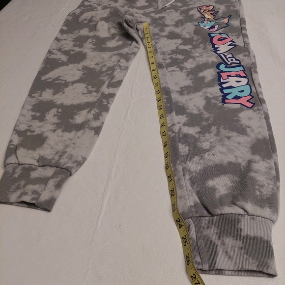 Tom And Jerry Grey White Tie Dye Jogger Sweatpants Cartoon 90s Loungewear Size L - Picture 12 of 13